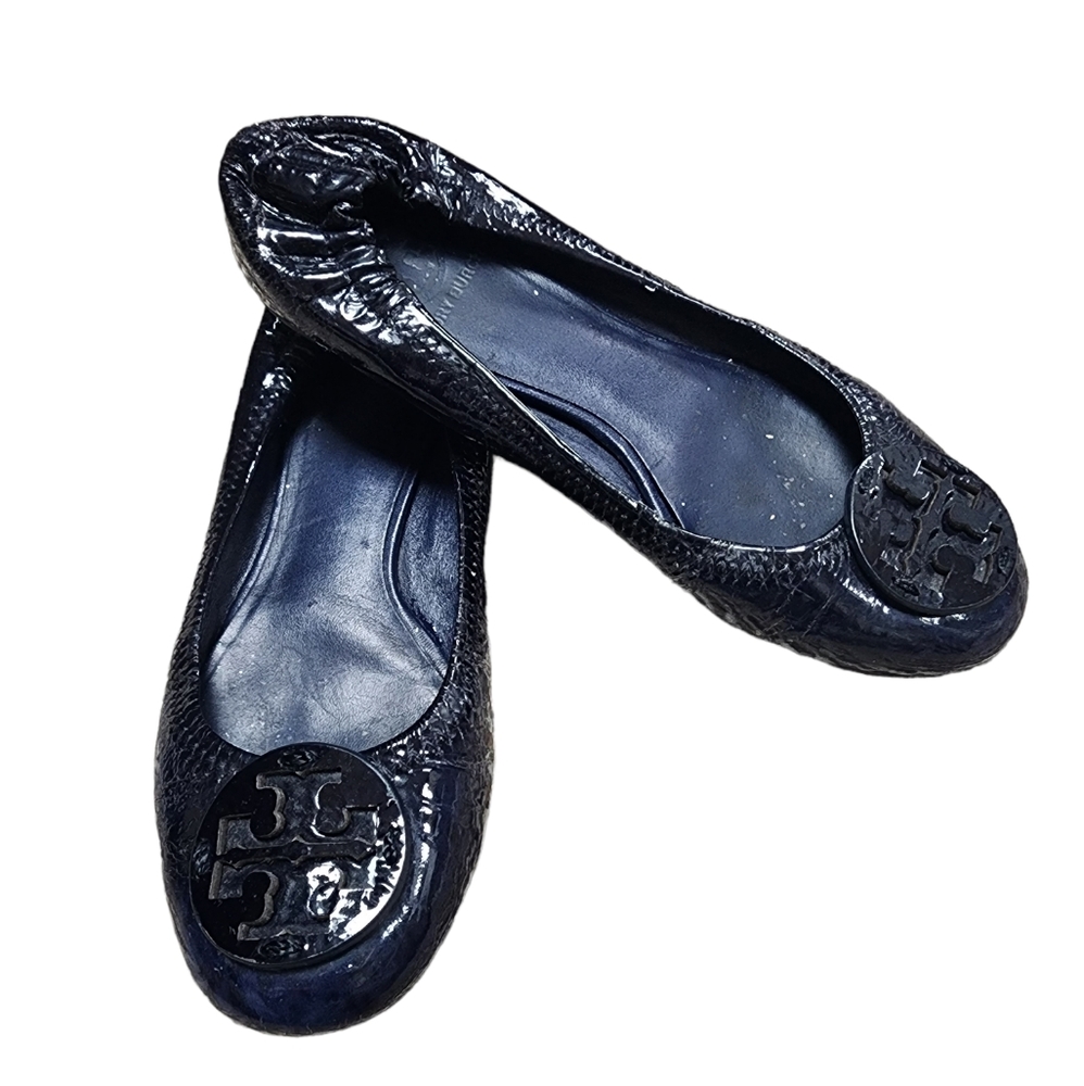 Tory Burch Minnie Ballet Flats Blue Patent Leather size 7